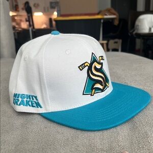 Seattle Kraken White and Teal Snapback Cap